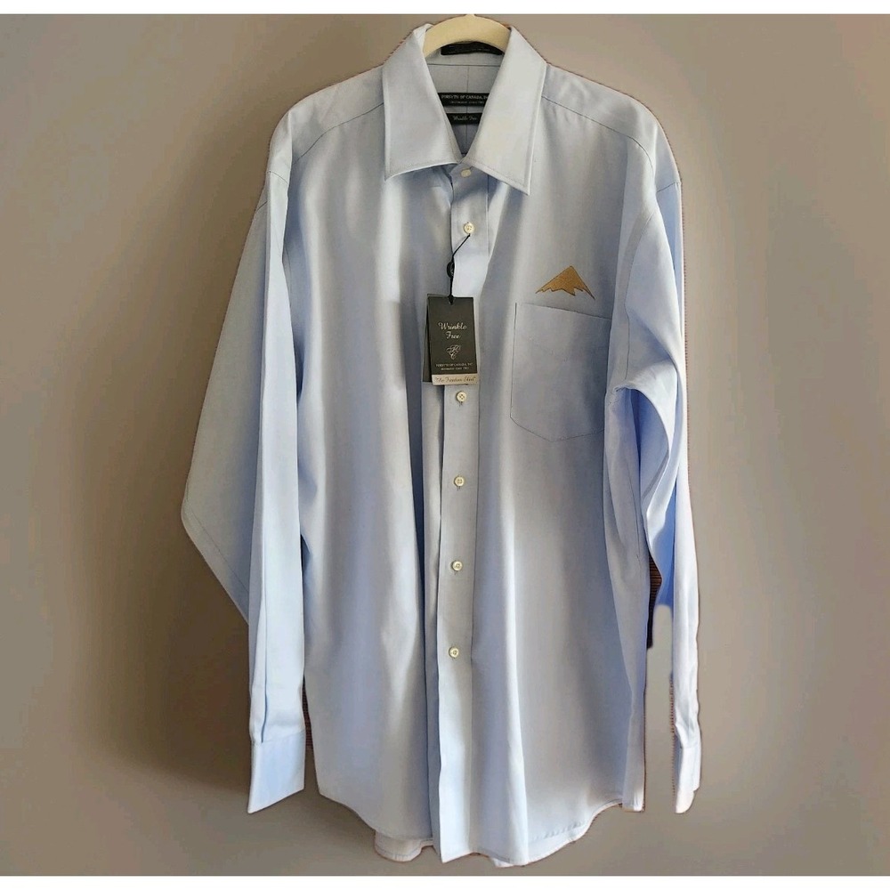 NWT Forsyth Of Canada Shirt‎ Mens Size 16 1/2 34/35 Light Blue Embroidered